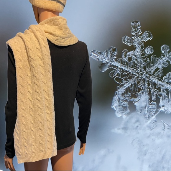 Ralph Lauren Vintage Cable Knit Scarf, Cream | OS - Picture 5 of 10